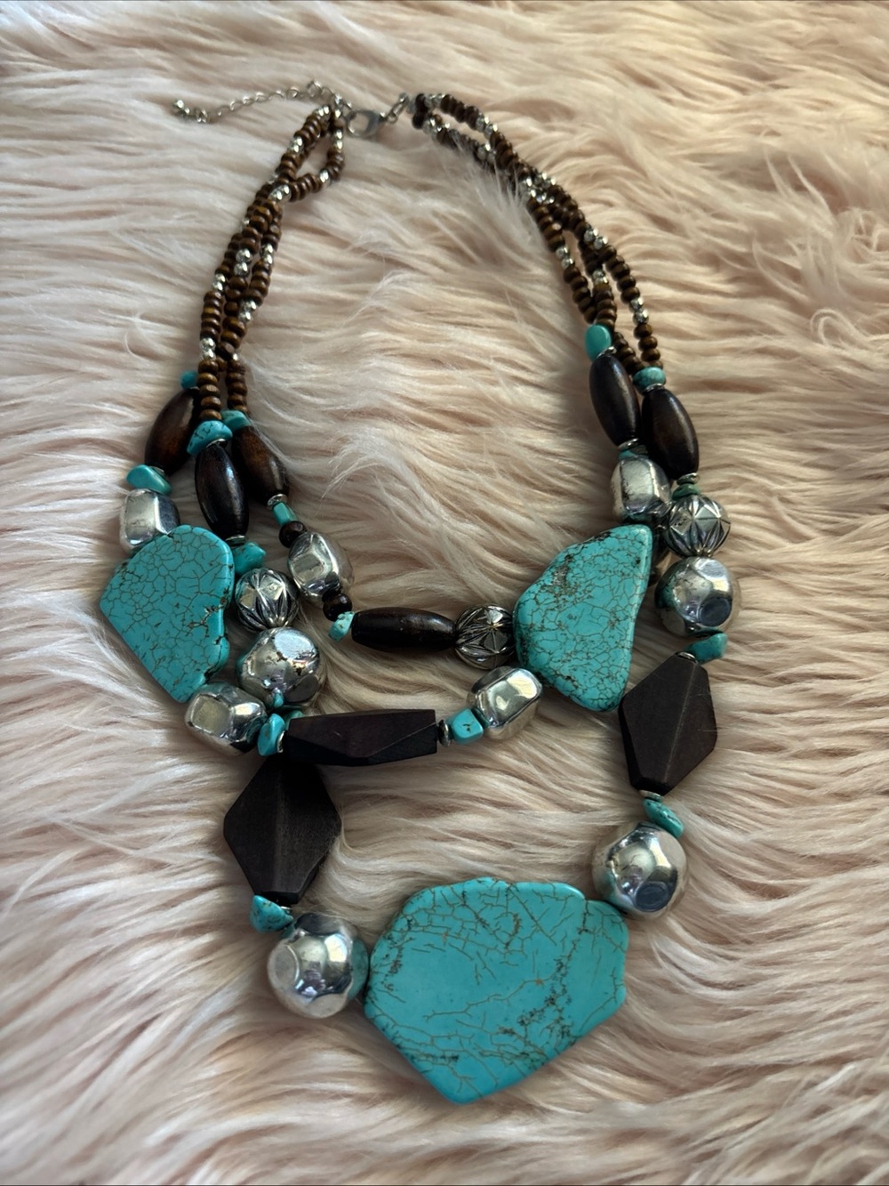 Turquoise Statement Multi-Strand Necklace - Picture 5 of 5